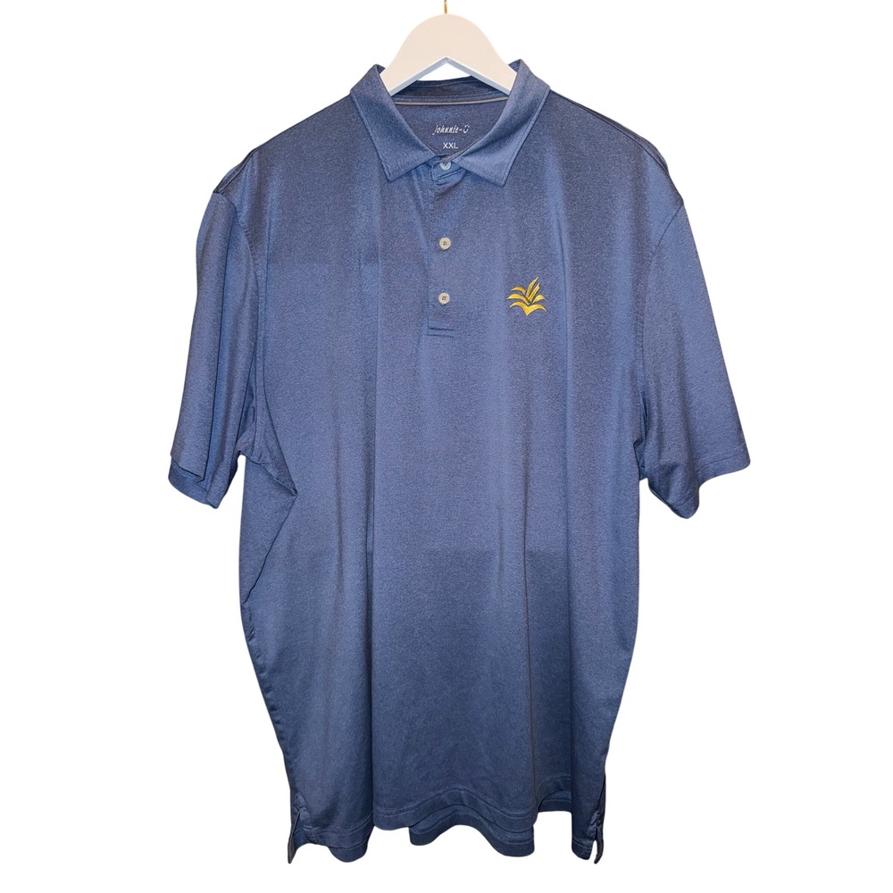 Johnnie O Mens XXL Blue Golf Polo Shirt Short‎ Sleeve Embroidered Logo Casual